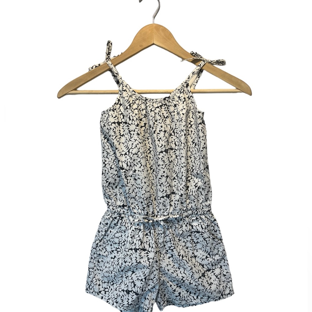 GAP floral one piece romper, navy and white girls size XS (4-5) NWT